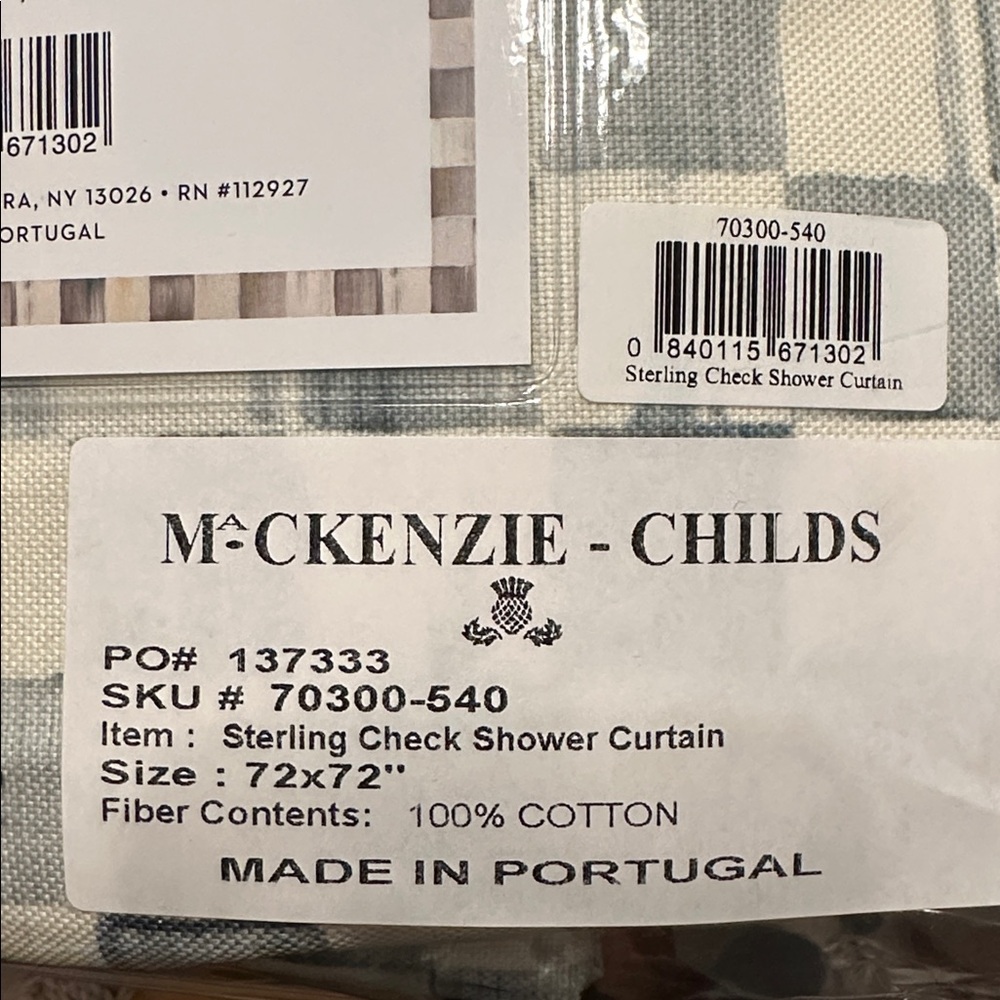 MacKenzie-Childs Sterling Check Shower Curtain NWT - Picture 4 of 7